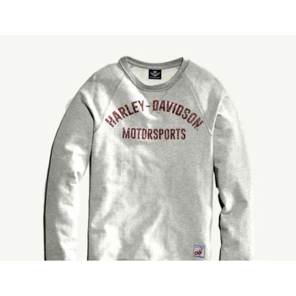 Harley Davidson Motorsports‎ Sweatshirt 2XL Grey Spell Out Crewneck NWT Slim Fit